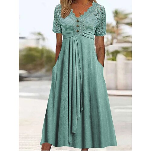 Mulheres Vestido casual Vestido de verão Vestido midi Renda Patchwork Diário Encontro Para Noite Moda Moderno Decote V Manga Curta 2023 Normal Verde Cor S M L XL XXL Tamanho
Mulheres Vestido casual Vestido de verão Vestido midi Renda Patchwork Diário Encontro Para Noite Moda Moderno Decote V Manga Curta 2023 Normal Verde Cor S M L XL XXL Tamanho