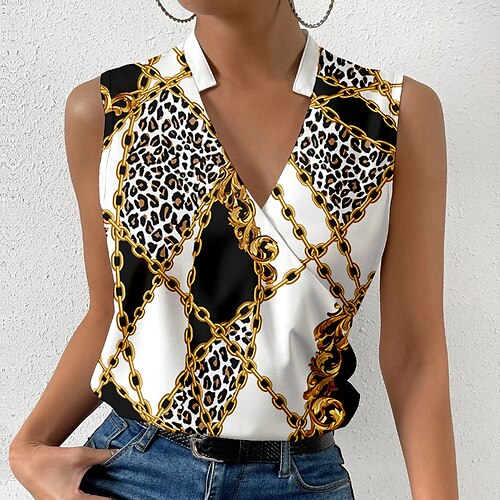 Mujer Camiseta sin mangas Blanco Marrón Leopardo Impresión de cadenas Estampado Sin Mangas Casual Básico Escote en Pico Regular S
Mujer Camiseta sin mangas Blanco Marrón Leopardo Impresión de cadenas Estampado Sin Mangas Casual Básico Escote en Pico Regular S