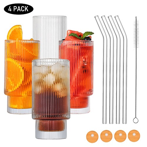 Pacote com 4 copos de vidro com canudo, pincel e tampa de bambu, pacote com 4 copos, copos vintage elegantes, copos de café gelado, ideal para coquetéis, uísque, suco
Pacote com 4 copos de vidro com canudo, pincel e tampa de bambu, pacote com 4 copos, copos vintage elegantes, copos de café gelado, ideal para coquetéis, uísque, suco