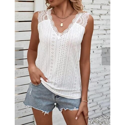 Women's Tank Top Beige Plain Lace Cut Out Sleeveless Casual Basic V Neck Regular S
Women's Tank Top Beige Plain Lace Cut Out Sleeveless Casual Basic V Neck Regular S