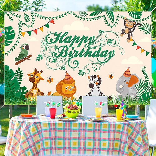 1 pc - forêt animal anniversaire fond tissu extérieur intérieur fête d'anniversaire environnement décoration
1 pc - forêt animal anniversaire fond tissu extérieur intérieur fête d'anniversaire environnement décoration