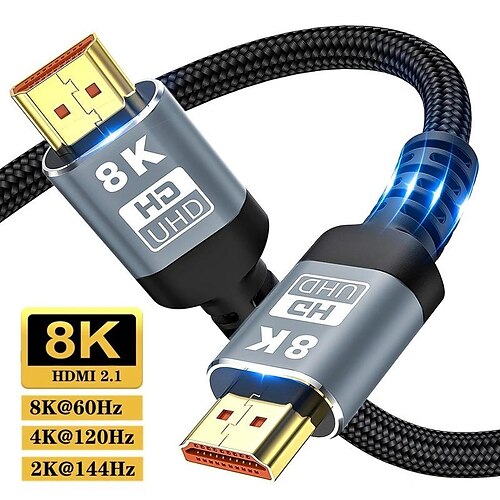 

Ultra High Quality 8K HDMI 2.1 Cable - 8K@60Hz UHD Braided for Laptop PS4 PS5 TV Projectors amp Monitors
