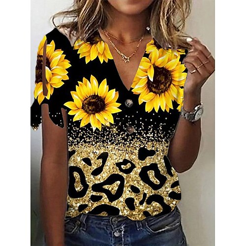 Mujer Camiseta Blusa Amarillo Rojo Fucsia Leopardo Floral Botón Cortado Manga Corta Casual Festivos Básico Escote en Pico Largo Flor S
Mujer Camiseta Blusa Amarillo Rojo Fucsia Leopardo Floral Botón Cortado Manga Corta Casual Festivos Básico Escote en Pico Largo Flor S