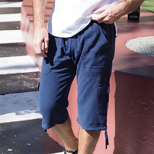 Men's Shorts Linen Shorts Summer Shorts Drawstring Elastic Waist Multi Pocket Plain Comfort Breathable Short Casual Daily Holiday Linen / Cotton Blend Sports Fashion Blue
Men's Shorts Linen Shorts Summer Shorts Drawstring Elastic Waist Multi Pocket Plain Comfort Breathable Short Casual Daily Holiday Linen / Cotton Blend Sports Fashion Blue