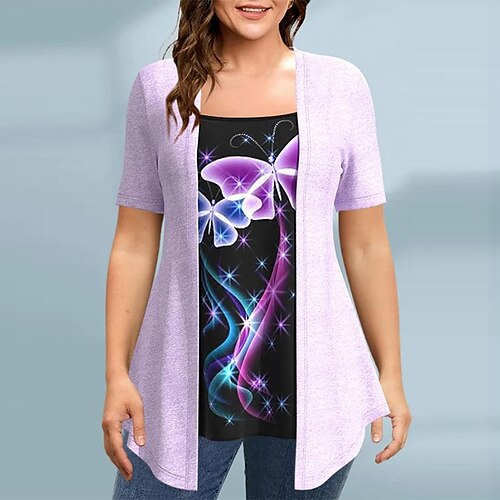 Mulheres Camiseta Roxo Borboleta Imprimir Manga Curta Diário Final de semana Básico Decote Quadrado Padrão Borboleta Pintura S
Mulheres Camiseta Roxo Borboleta Imprimir Manga Curta Diário Final de semana Básico Decote Quadrado Padrão Borboleta Pintura S