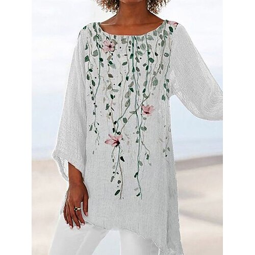 Chemise Chemisier Femme Blanche Jaune Vert Floral Asymétrique Imprimer manche longue Casual Vacances basique Col Rond Longue Standard Fleur S
Chemise Chemisier Femme Blanche Jaune Vert Floral Asymétrique Imprimer manche longue Casual Vacances basique Col Rond Longue Standard Fleur S