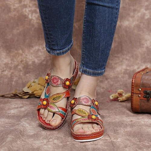 Women's Sandals Slippers Plus Size Outdoor Slippers Beach Slippers Outdoor Beach Summer Wedge Heel Vintage Casual Faux Leather Loafer Floral Orange
Women's Sandals Slippers Plus Size Outdoor Slippers Beach Slippers Outdoor Beach Summer Wedge Heel Vintage Casual Faux Leather Loafer Floral Orange