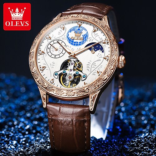 Relojes de moda mecánicos automáticos olevs 6660 para hombres, reloj de pulsera impermeable multifuncional con correa de cuero genuino para hombres
Relojes de moda mecánicos automáticos olevs 6660 para hombres, reloj de pulsera impermeable multifuncional con correa de cuero genuino para hombres