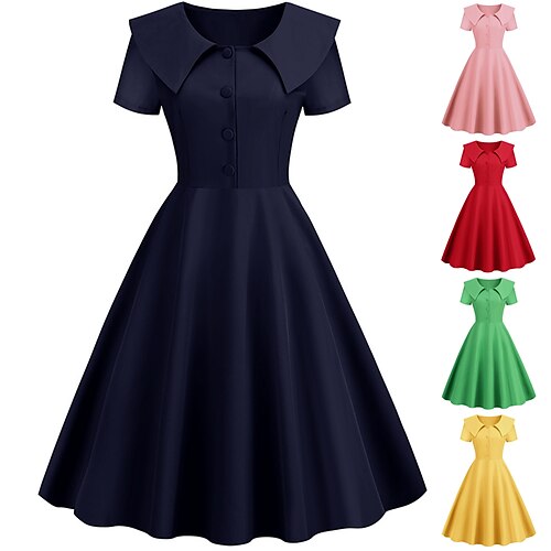 Retro Vintage 1950s A Line Dress Rockabilly Swing Dress Flare Dress Women's Costume Vintage Cosplay Cocktail Party Date Tea Party Dress
Retro Vintage 1950s A Line Dress Rockabilly Swing Dress Flare Dress Women's Costume Vintage Cosplay Cocktail Party Date Tea Party Dress