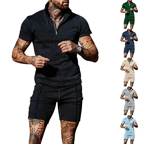 Homens Ternos-Camiseta Moletom Camisa de tênis Conjunto de shorts e camiseta Riscas Colarinho Chinês Roupa Diária Férias Manga Curta 2 Peças Quarter Zip Roupa Moda Desporto Casual
Homens Ternos-Camiseta Moletom Camisa de tênis Conjunto de shorts e camiseta Riscas Colarinho Chinês Roupa Diária Férias Manga Curta 2 Peças Quarter Zip Roupa Moda Desporto Casual