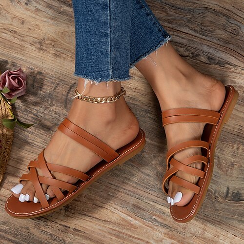 Mujer Sandalias Playa de Boho Bohemia Sandalias planas Zapatillas al aire libre Diario Playa Paseo Verano Tacón Plano Elegante Casual Minimalismo Cuero Sintético Tira de tobillo Color sólido Marrón
Mujer Sandalias Playa de Boho Bohemia Sandalias planas Zapatillas al aire libre Diario Playa Paseo Verano Tacón Plano Elegante Casual Minimalismo Cuero Sintético Tira de tobillo Color sólido Marrón