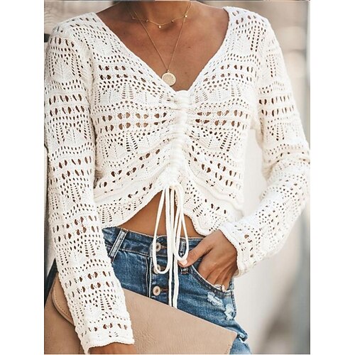 Mulheres Pulôver suéter Saltador Crochê Tricotar Buraco Côr Sólida Decote V à moda Casual Diário Para Noite Verão Primavera Branco Amarelo Tamanho Único
Mulheres Pulôver suéter Saltador Crochê Tricotar Buraco Côr Sólida Decote V à moda Casual Diário Para Noite Verão Primavera Branco Amarelo Tamanho Único