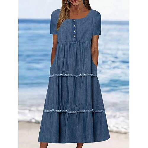 Mujer Vestido de mezclilla Vestido informal Vestido Midi Mezclilla Básico Moderno Exterior Diario Cuello Barco Volante Botón Manga Corta Verano Primavera 2023 Ajuste regular Azul Piscina Plano S M L
Mujer Vestido de mezclilla Vestido informal Vestido Midi Mezclilla Básico Moderno Exterior Diario Cuello Barco Volante Botón Manga Corta Verano Primavera 2023 Ajuste regular Azul Piscina Plano S M L