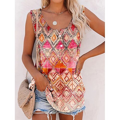 Damen Tank Top Rosa Blau Orange Geometrisch Taste Bedruckt Ärmellos Casual Basic U-Ausschnitt Standard Geometrisch S
Damen Tank Top Rosa Blau Orange Geometrisch Taste Bedruckt Ärmellos Casual Basic U-Ausschnitt Standard Geometrisch S