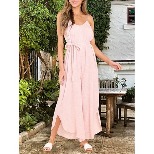 Women's Jumpsuit Drawstring Solid Color V Neck Basic Street Daily Regular Fit Sleeveless Pink S M L Summer
Women's Jumpsuit Drawstring Solid Color V Neck Basic Street Daily Regular Fit Sleeveless Pink S M L Summer