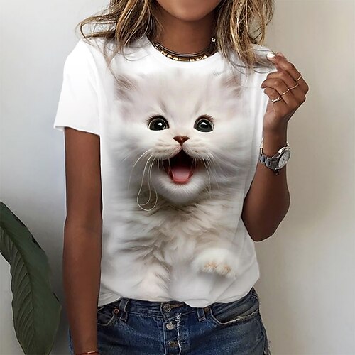 Mujer Camiseta Gris Gato 3D Estampado Manga Corta Diario Fin de semana Básico Escote Redondo Regular Pintura S
Mujer Camiseta Gris Gato 3D Estampado Manga Corta Diario Fin de semana Básico Escote Redondo Regular Pintura S