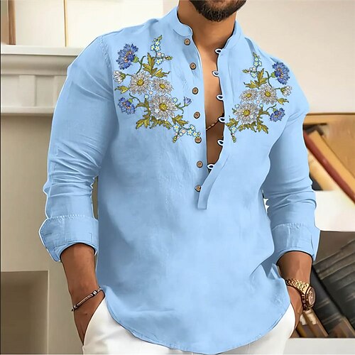 Homme Chemise Chemise Lin Floral Imprimés Photos Mao Rose Claire Bleu Vert Gris Extérieur Plein Air manche longue Imprimer Vêtement Tenue Lin Mode Vêtement de rue Design Décontractées
Homme Chemise Chemise Lin Floral Imprimés Photos Mao Rose Claire Bleu Vert Gris Extérieur Plein Air manche longue Imprimer Vêtement Tenue Lin Mode Vêtement de rue Design Décontractées