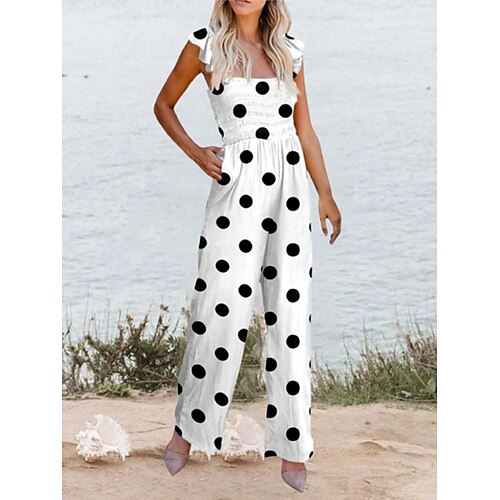 Combinaison Femme A Volants Taille haute Pois Col Carré Vacances Plein Air du quotidien Standard Sans Manches Noir S Eté
Combinaison Femme A Volants Taille haute Pois Col Carré Vacances Plein Air du quotidien Standard Sans Manches Noir S Eté