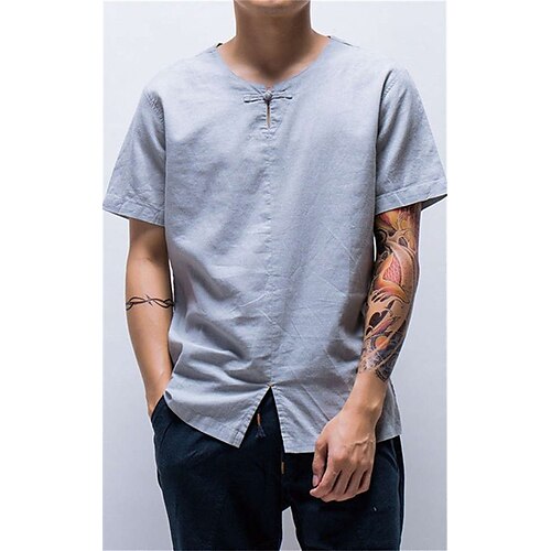 Homens Camisa Social camisa de linho camisa de verão camisa de praia Branco Azul Marinha Cinzento Manga Curta Tecido Gola Redonda Verão Casual Diário Roupa
Homens Camisa Social camisa de linho camisa de verão camisa de praia Branco Azul Marinha Cinzento Manga Curta Tecido Gola Redonda Verão Casual Diário Roupa