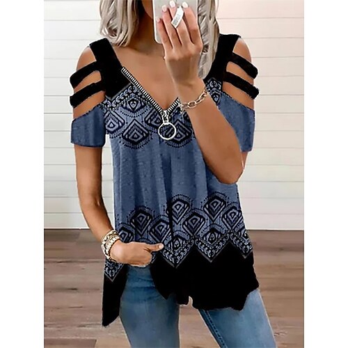 Women's Shirt Blouse Blue Purple Green Graphic Cut Out Quarter Zip Short Sleeve Casual Basic V Neck Regular S
Women's Shirt Blouse Blue Purple Green Graphic Cut Out Quarter Zip Short Sleeve Casual Basic V Neck Regular S