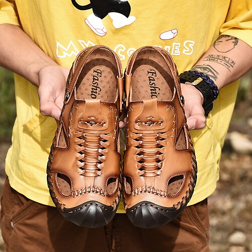 Homme Sandales Chaussures de confort Pantoufles de plage Décontractées Plage du quotidien Plage Cuir Respirable Noir Kaki Eté Printemps
Homme Sandales Chaussures de confort Pantoufles de plage Décontractées Plage du quotidien Plage Cuir Respirable Noir Kaki Eté Printemps