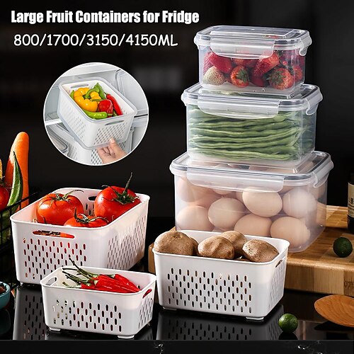 grandes recipientes de frutas para geladeira - recipientes de armazenamento de alimentos à prova de vazamento com escorredor removível - recipientes de produtos para lava-louças e micro-ondas mantêm frutas, vegetais, bagas e carne fresca por mais tempo
grandes recipientes de frutas para geladeira - recipientes de armazenamento de alimentos à prova de vazamento com escorredor removível - recipientes de produtos para lava-louças e micro-ondas mantêm frutas, vegetais, bagas e carne fresca por mais tempo