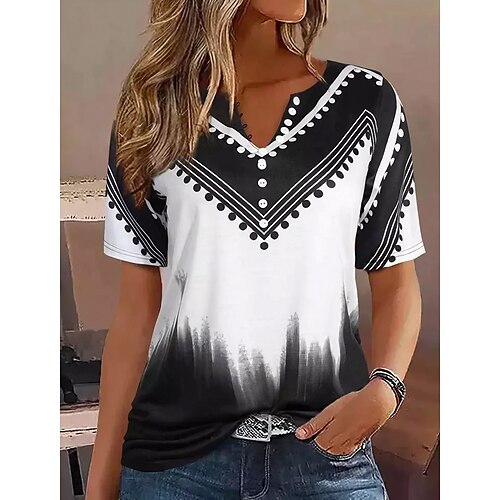 Mulheres Camiseta Blusa Preto Gráfico Botão Imprimir Manga Curta Casual Básico Decote V Padrão S
Mulheres Camiseta Blusa Preto Gráfico Botão Imprimir Manga Curta Casual Básico Decote V Padrão S