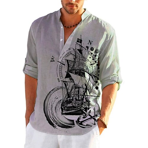 Homme Chemise Chemise Lin Imprimés Photos Rétro Vintage Voilier Mao Blanche Rose Claire Bleu Marron Gris Extérieur Plein Air manche longue Imprimer Vêtement Tenue Lin Mode Vêtement de rue Design
Homme Chemise Chemise Lin Imprimés Photos Rétro Vintage Voilier Mao Blanche Rose Claire Bleu Marron Gris Extérieur Plein Air manche longue Imprimer Vêtement Tenue Lin Mode Vêtement de rue Design
