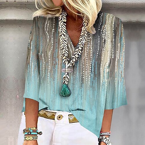 Mulheres Camisa Social Blusa Amarelo Rosa Azul Gráfico Imprimir Meia Manga Casual Feriado Básico Decote V Padrão S
Mulheres Camisa Social Blusa Amarelo Rosa Azul Gráfico Imprimir Meia Manga Casual Feriado Básico Decote V Padrão S