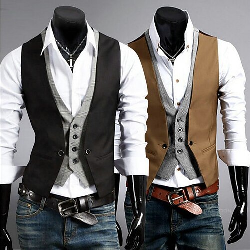 Men's Vest Suit Vest Waistcoat Formal Wedding Work 1920s Smart Casual Jacket Outerwear Solid Colored Black Brown
Men's Vest Suit Vest Waistcoat Formal Wedding Work 1920s Smart Casual Jacket Outerwear Solid Colored Black Brown