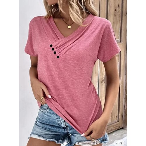 T shirt Tee Chemisier Femme Noir Rose Claire Bleu Plein Manche Courte Casual basique Col V Normal Standard S
T shirt Tee Chemisier Femme Noir Rose Claire Bleu Plein Manche Courte Casual basique Col V Normal Standard S