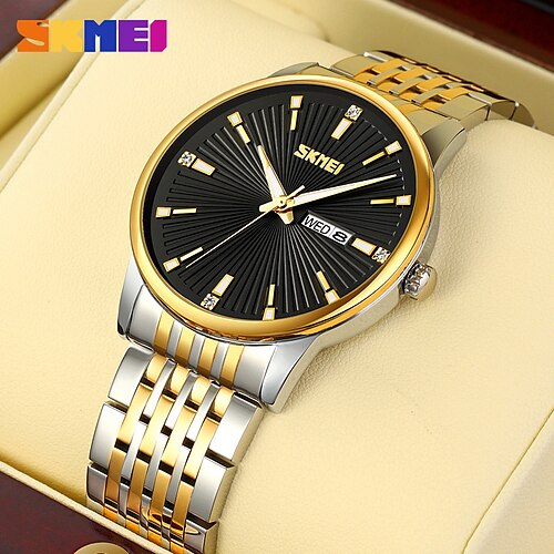 skmei men's quartz watch fashion gentleman business style diamant analogique montre-bracelet calendrier date semaine lumineux étanche en acier inoxydable montre à quartz
skmei men's quartz watch fashion gentleman business style diamant analogique montre-bracelet calendrier date semaine lumineux étanche en acier inoxydable montre à quartz
