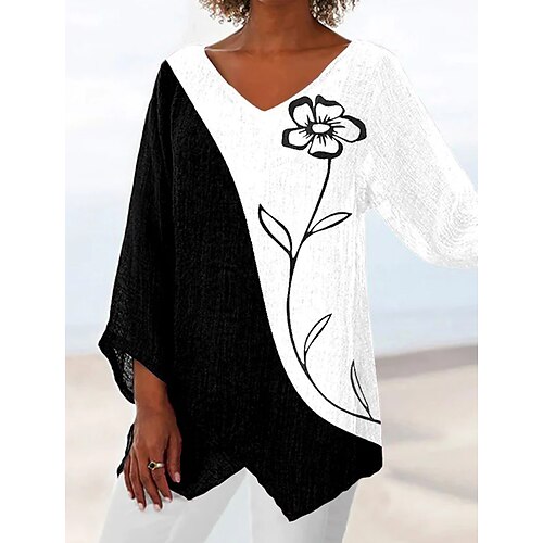 Chemise Chemisier Femme Noir Bleu Marron Floral Bloc de couleur Asymétrique Imprimer manche longue Casual Vacances basique Col V Longue Standard Fleur S
Chemise Chemisier Femme Noir Bleu Marron Floral Bloc de couleur Asymétrique Imprimer manche longue Casual Vacances basique Col V Longue Standard Fleur S