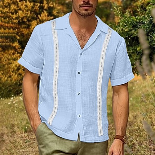 Men's Shirt Linen Shirt Guayabera Shirt Summer Shirt Beach Shirt Black White Navy Blue Short Sleeve Color Block Camp Collar Summer Casual Daily Clothing Apparel
Men's Shirt Linen Shirt Guayabera Shirt Summer Shirt Beach Shirt Black White Navy Blue Short Sleeve Color Block Camp Collar Summer Casual Daily Clothing Apparel