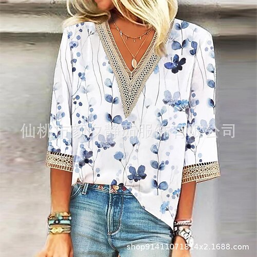 Damen Hemd Bluse Weiß Gelb Rote Blumen Spitzenbesatz Bedruckt 3/4 Ärmel Casual Festtage Basic V Ausschnitt Standard Blume S
Damen Hemd Bluse Weiß Gelb Rote Blumen Spitzenbesatz Bedruckt 3/4 Ärmel Casual Festtage Basic V Ausschnitt Standard Blume S