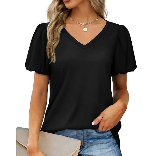 Mujer Camiseta Holgado Color sólido/liso Básico Escote en Pico Manga de la linterna Verano Azul cielo Negro Blanco Azul Piscina Morado
Mujer Camiseta Holgado Color sólido/liso Básico Escote en Pico Manga de la linterna Verano Azul cielo Negro Blanco Azul Piscina Morado