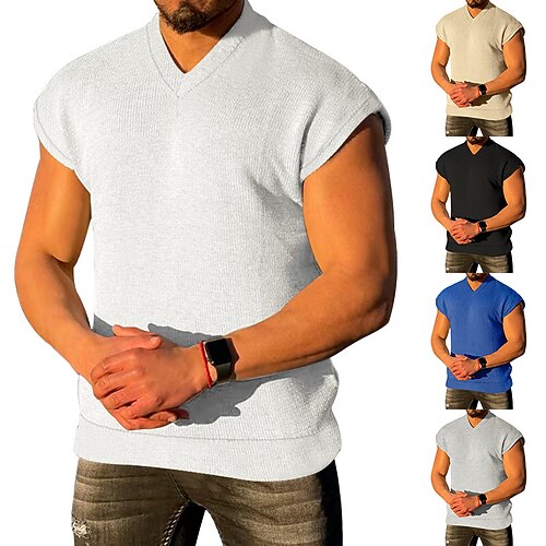 Homens Camiseta T-shirt Tecido Decote V Rua Férias Sem Manga Roupa Moda Designer Básico
Homens Camiseta T-shirt Tecido Decote V Rua Férias Sem Manga Roupa Moda Designer Básico