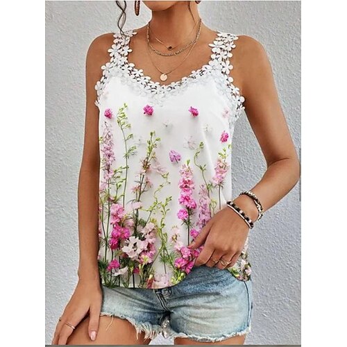 Mulheres Malha Íntima Branco Floral Renda Imprimir Sem Manga Casual Feriado Básico Decote V Padrão Tema Flores S
Mulheres Malha Íntima Branco Floral Renda Imprimir Sem Manga Casual Feriado Básico Decote V Padrão Tema Flores S