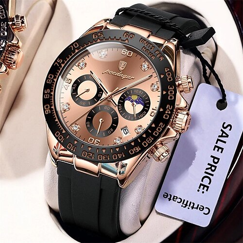 POEDAGAR New Rose Gold Diamond Clock Men Luxury Watch Chronograph Waterproof Automatic Watches Mens Fashion Quartz Wristwatches
POEDAGAR New Rose Gold Diamond Clock Men Luxury Watch Chronograph Waterproof Automatic Watches Mens Fashion Quartz Wristwatches