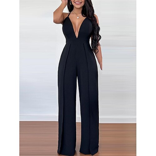 Combinaison Femme Dos Nu Taille haute Couleur unie Col V Elégant Soirée Sortie Standard Sans Manches Noir S Eté
Combinaison Femme Dos Nu Taille haute Couleur unie Col V Elégant Soirée Sortie Standard Sans Manches Noir S Eté