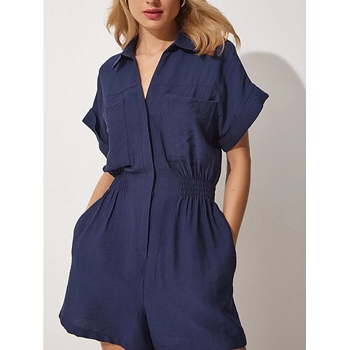 Mulheres Macacão Botão Bolsos Côr Sólida Colarinho de Camisa Roupa de rua Rua Diário Normal Manga Curta Preto Branco Azul Marinha S M L Verão
Mulheres Macacão Botão Bolsos Côr Sólida Colarinho de Camisa Roupa de rua Rua Diário Normal Manga Curta Preto Branco Azul Marinha S M L Verão