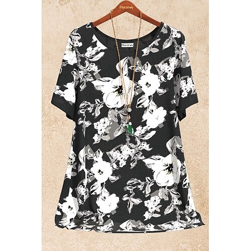 Mulheres Camisa Social Blusa Preto Branco Vermelho Floral Imprimir Manga Curta Casual Feriado Básico Decote Redondo Padrão Linho Tema Flores S
Mulheres Camisa Social Blusa Preto Branco Vermelho Floral Imprimir Manga Curta Casual Feriado Básico Decote Redondo Padrão Linho Tema Flores S