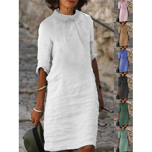 Mulheres Vestido casual Vestido De Algodão Vestido midi Misto de Algodão Moda Básico Ao ar livre Diário Férias Gola Alta Franzido Meia Manga Verão Primavera 2023 Ajuste Largo Preto Branco Verde Claro
Mulheres Vestido casual Vestido De Algodão Vestido midi Misto de Algodão Moda Básico Ao ar livre Diário Férias Gola Alta Franzido Meia Manga Verão Primavera 2023 Ajuste Largo Preto Branco Verde Claro