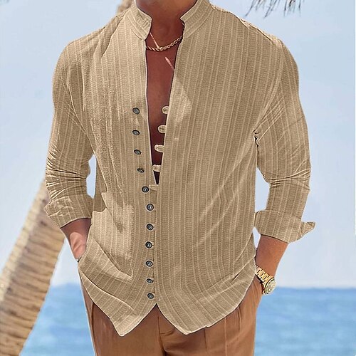 Homens Camisa Social camisa de botão Camisa casual camisa de verão camisa de praia Preto Branco Azul Marinha Azul Caqui Manga Longa Riscas Colarinho Chinês Diário Férias Roupa Moda Casual Confortável
Homens Camisa Social camisa de botão Camisa casual camisa de verão camisa de praia Preto Branco Azul Marinha Azul Caqui Manga Longa Riscas Colarinho Chinês Diário Férias Roupa Moda Casual Confortável