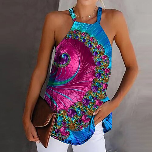 Mujer Camiseta sin mangas Azul Piscina Pluma Estampado Sin Mangas Casual Básico Cuello halter Regular S
Mujer Camiseta sin mangas Azul Piscina Pluma Estampado Sin Mangas Casual Básico Cuello halter Regular S