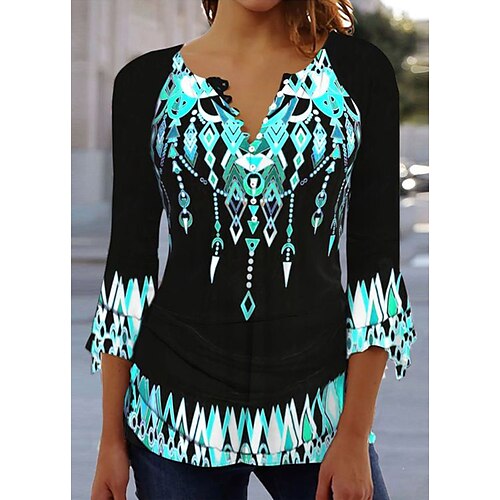 Women's Shirt Blouse Pink Red Blue Graphic Button Print 3/4 Length Sleeve Casual Basic Round Neck Regular S
Women's Shirt Blouse Pink Red Blue Graphic Button Print 3/4 Length Sleeve Casual Basic Round Neck Regular S