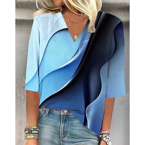 Mulheres Camisa Social Blusa Verde Claro Rosa Azul Gráfico Abstrato Imprimir Meia Manga Casual Básico Decote V Padrão S
Mulheres Camisa Social Blusa Verde Claro Rosa Azul Gráfico Abstrato Imprimir Meia Manga Casual Básico Decote V Padrão S