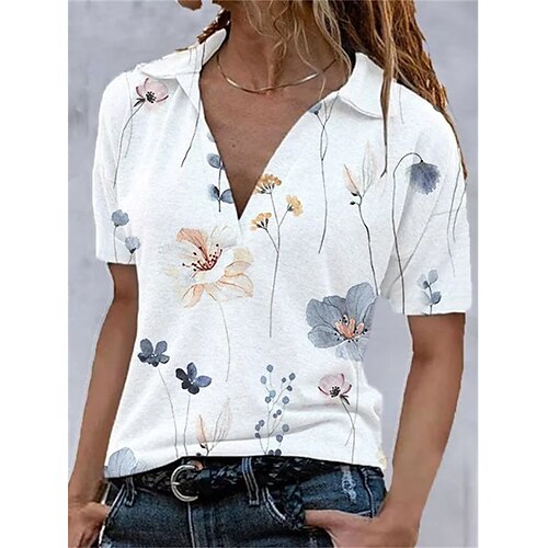 Mulheres Camiseta Branco Floral Imprimir Manga Curta Casual Feriado Básico Decote V Padrão Tema Flores S
Mulheres Camiseta Branco Floral Imprimir Manga Curta Casual Feriado Básico Decote V Padrão Tema Flores S