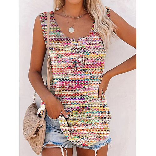 Mujer Camiseta sin mangas Amarillo Rosa Azul Piscina Graphic Botón Estampado Sin Mangas Casual Básico Escote en U Regular S
Mujer Camiseta sin mangas Amarillo Rosa Azul Piscina Graphic Botón Estampado Sin Mangas Casual Básico Escote en U Regular S