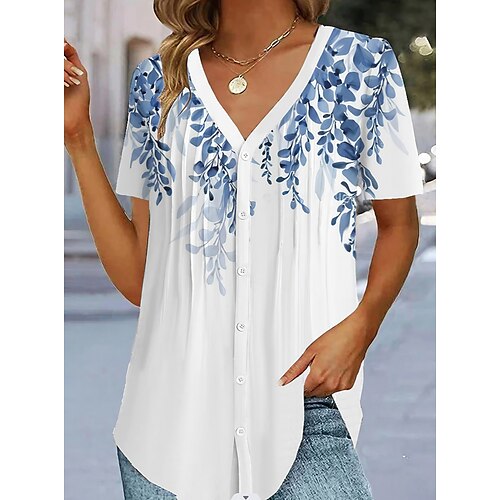 Mulheres Camisa Social Blusa Branco Amarelo Azul Gráfico Abstrato Imprimir Manga Curta Casual Básico Decote V Padrão S
Mulheres Camisa Social Blusa Branco Amarelo Azul Gráfico Abstrato Imprimir Manga Curta Casual Básico Decote V Padrão S